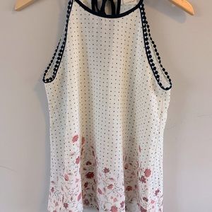 Floral high-neck tank top. Kaleigh, size XS.